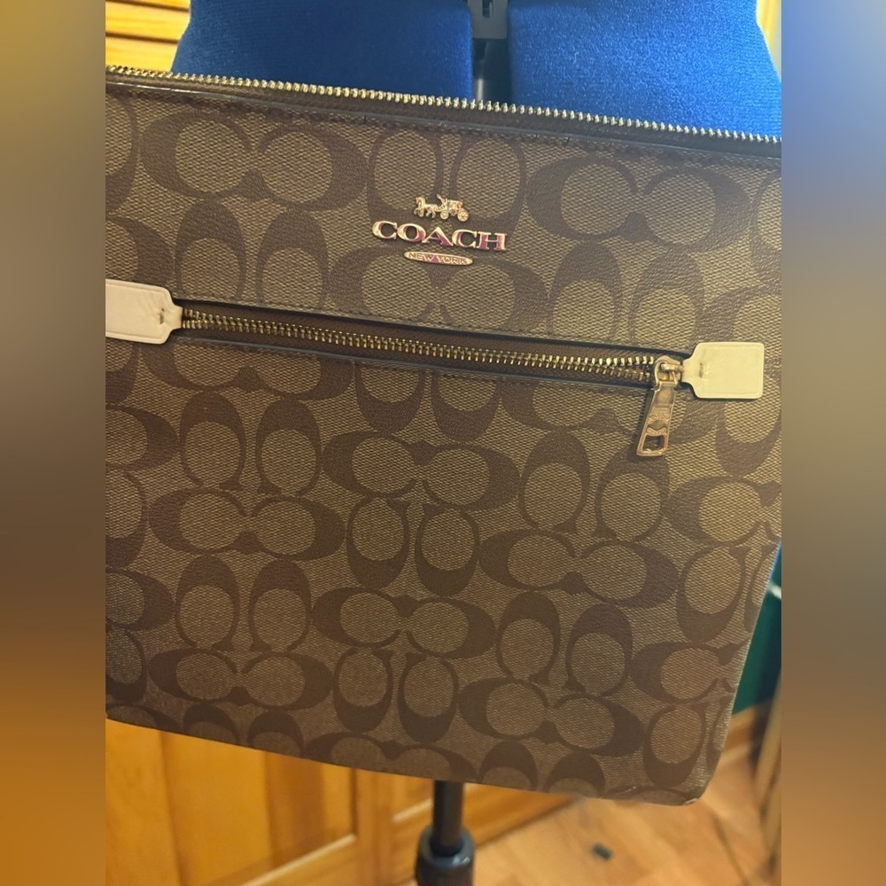 Coach Tan and Brown Signature Bag